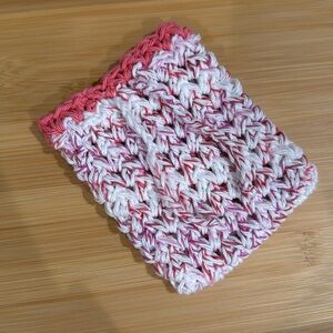 Pink and White Crochet Soap Saver